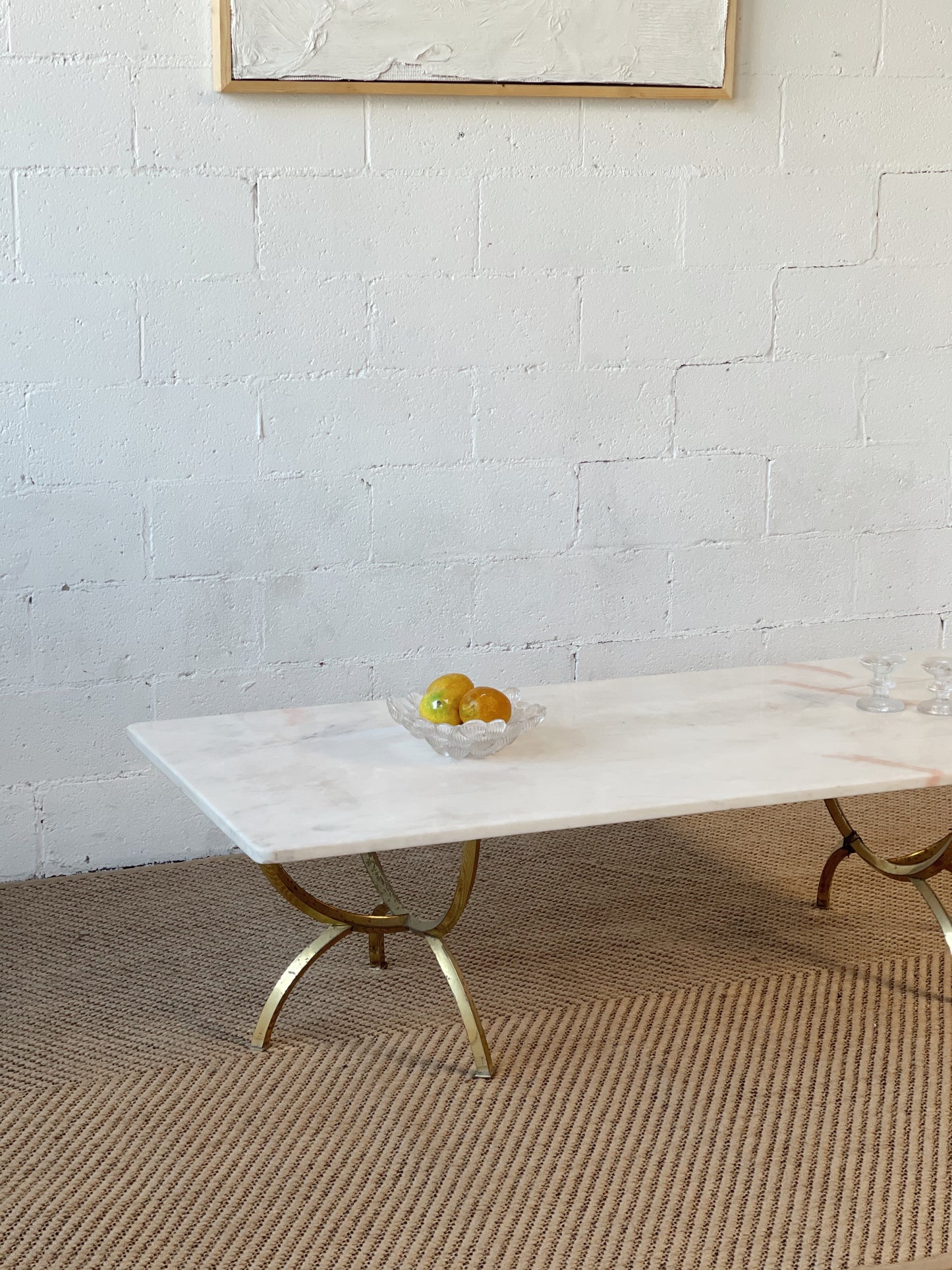 Marble Coffee Table with Brass Base