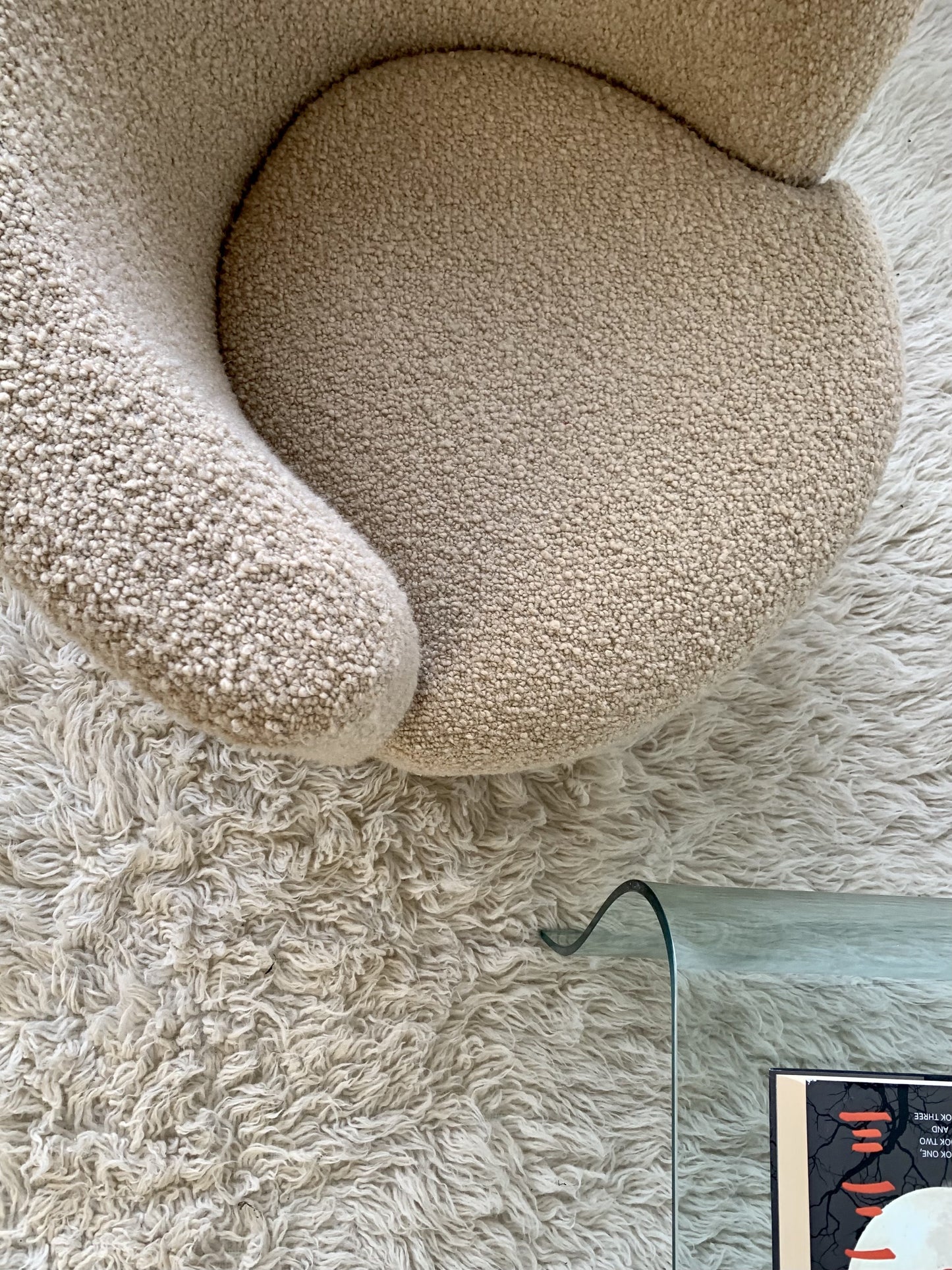 Vladimir Kagan-Style Swivel Chair in Wool Boucle - Two Available