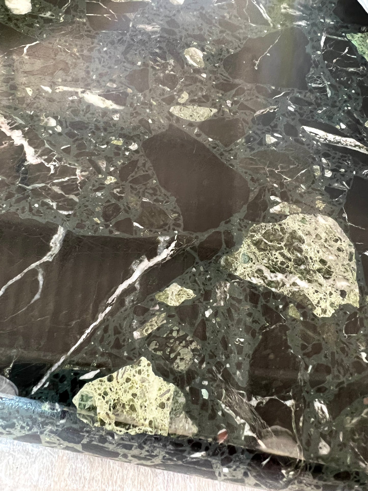 Vintage Green Palladiana Marble & Lucite Table