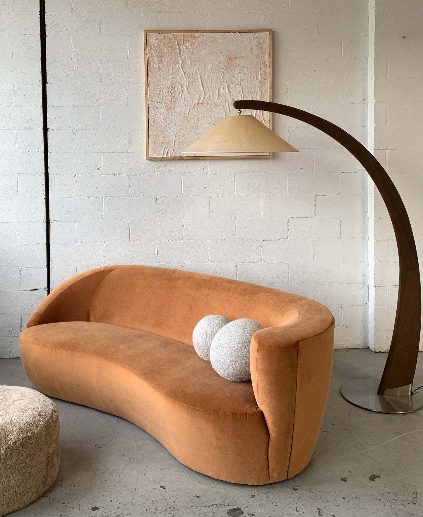 Bespoke Curved Sofa in Ginger Velvet