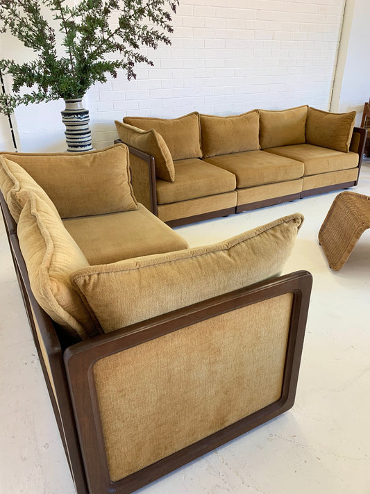 Mustard Velvet Vintage Modular Sofa