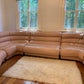 Vintage Modular Curved Blush Pink Leather Sofa