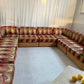 Vintage 9 Piece Geometric Corduroy Modular Sofa & Ottoman (Set)