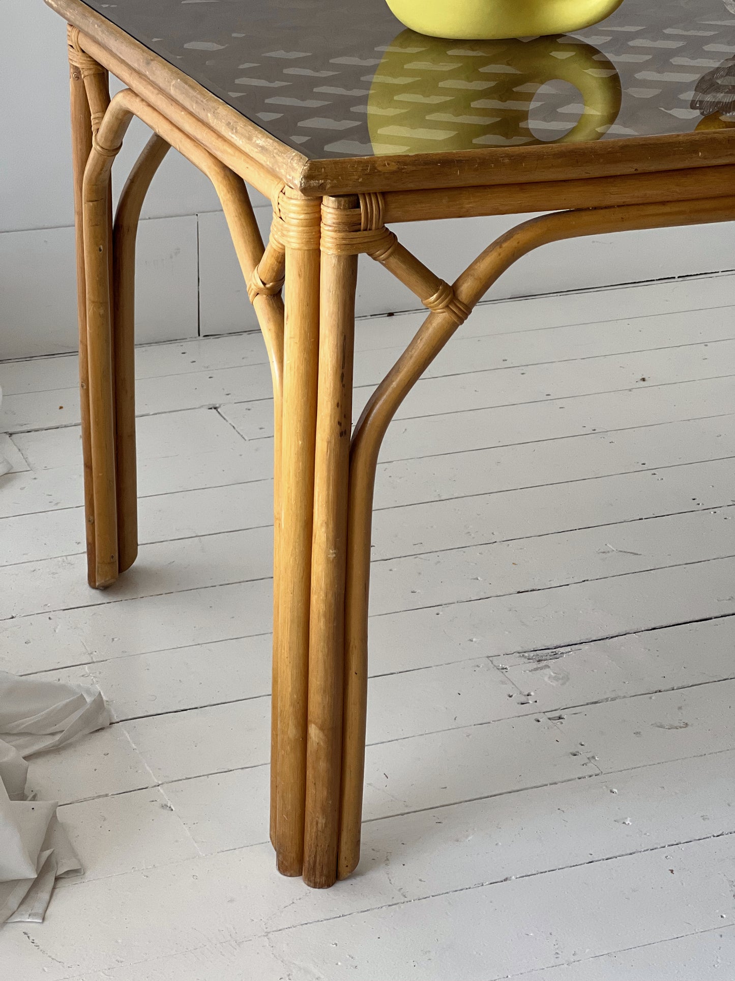 Cane & Glass Dining Table
