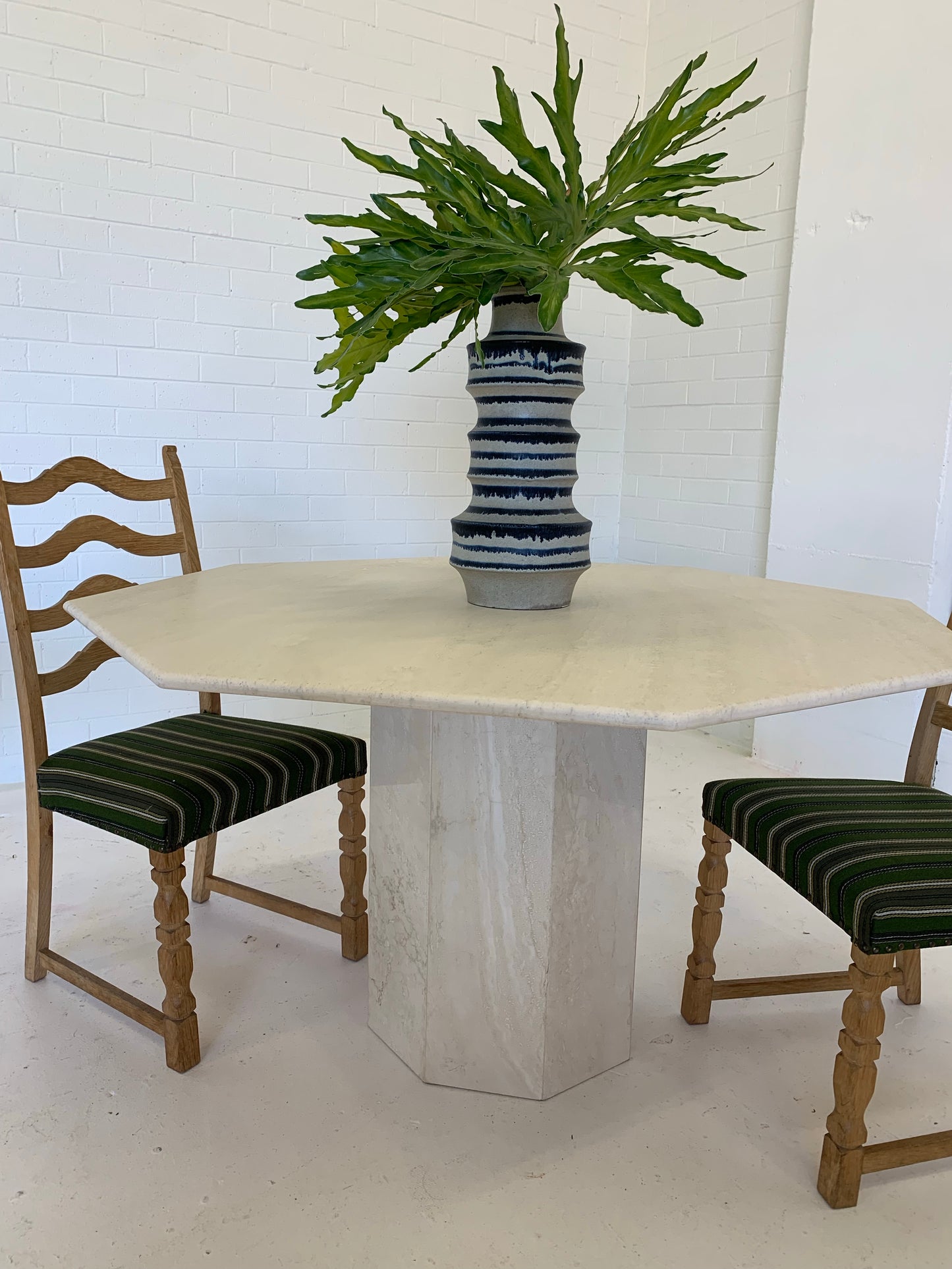 Vintage Honed Travertine Dining Table