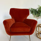 Vintage Italian Paprika Velvet Armchair
