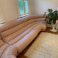 Vintage Modular Curved Blush Pink Leather Sofa