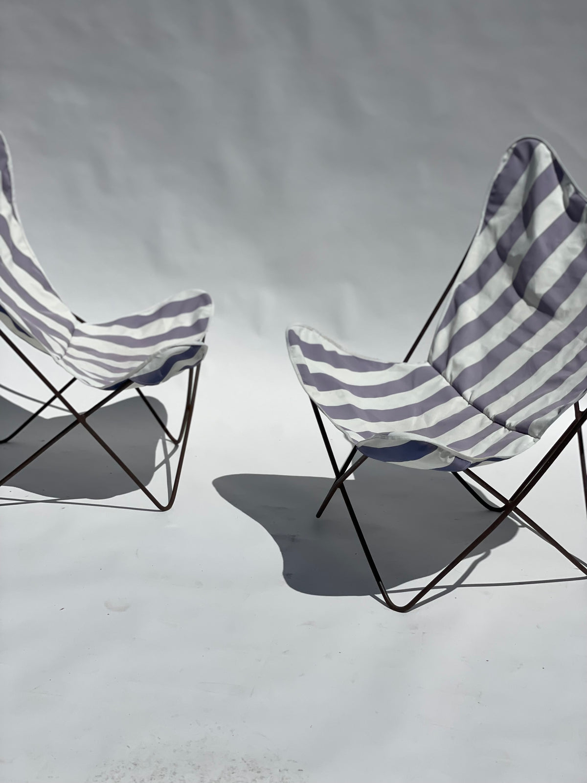 Striped Butterfly Chairs - Two Available