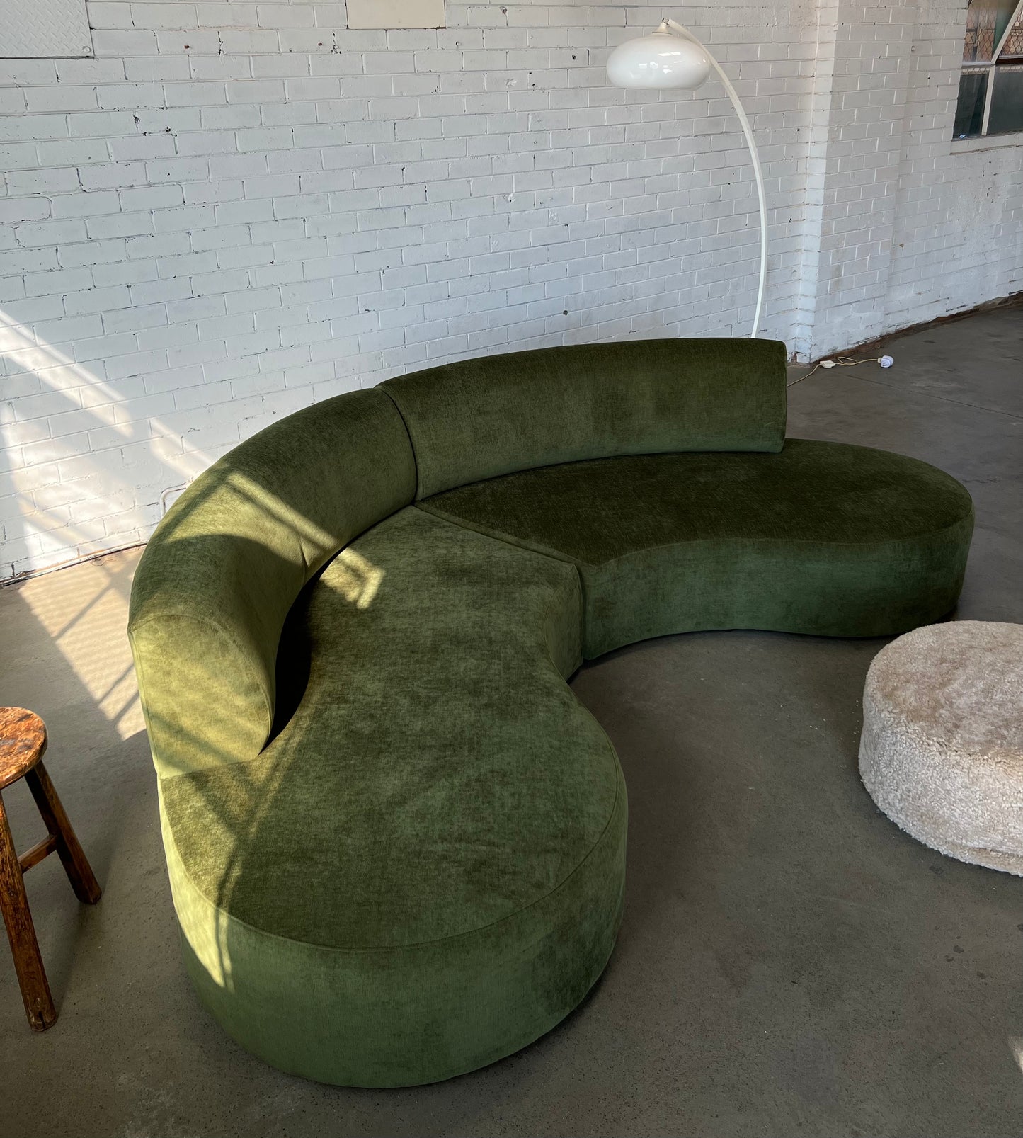 Bespoke Curved Sofa in Deep Botanical Green