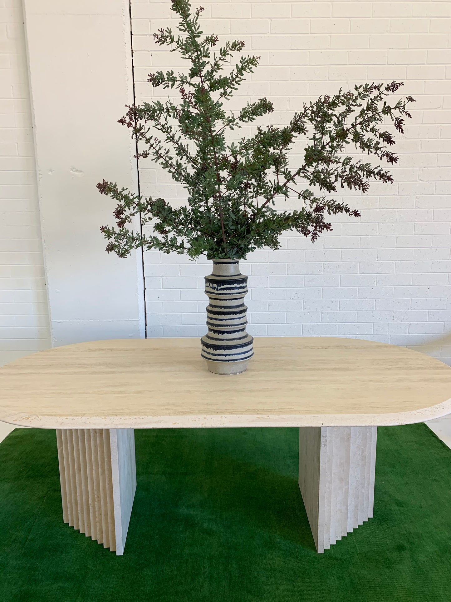 Incredible Honed Travertine Oval Dining Table