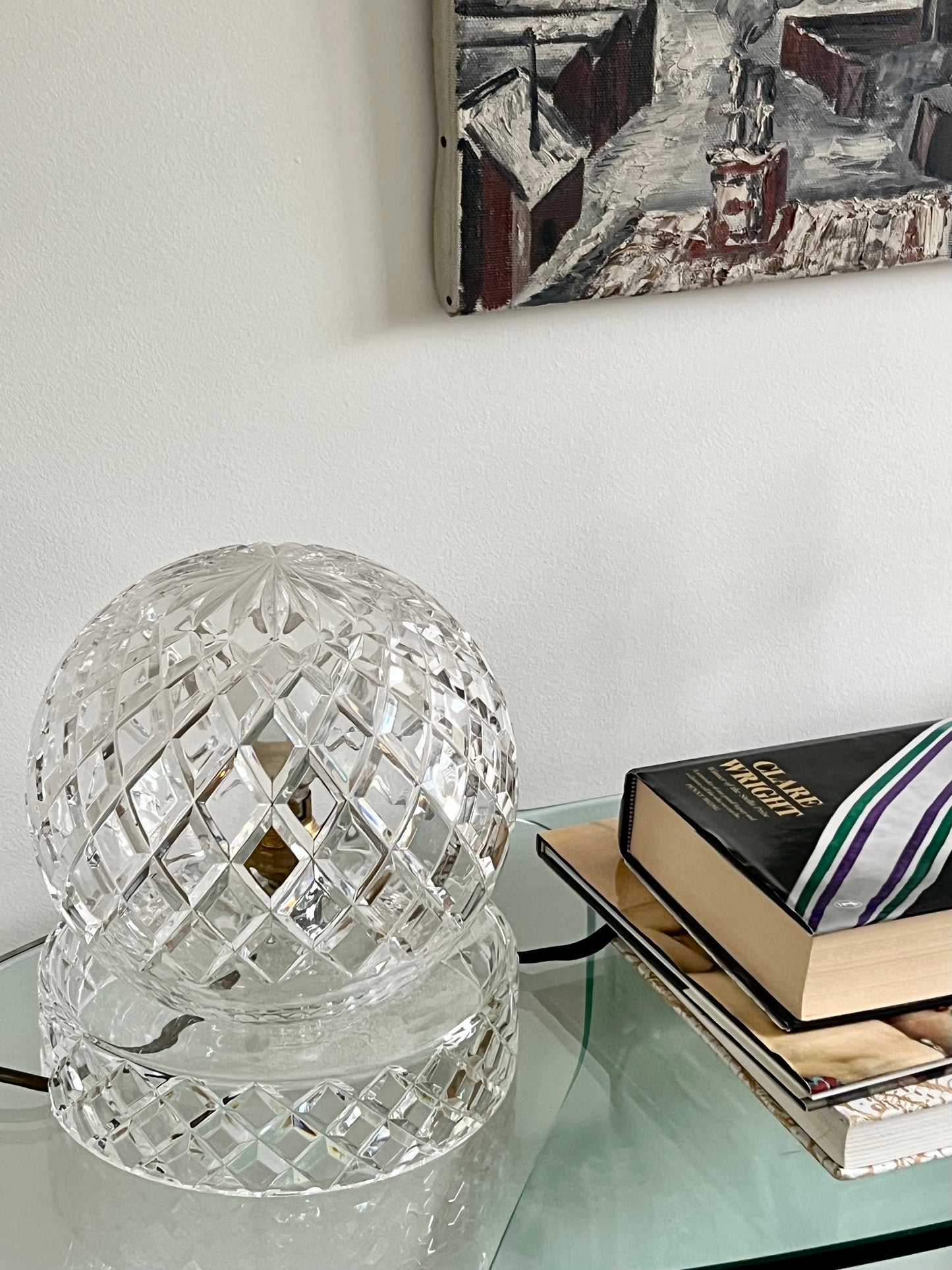 - Large Crystal-Cut Orb Lamp, 1960s