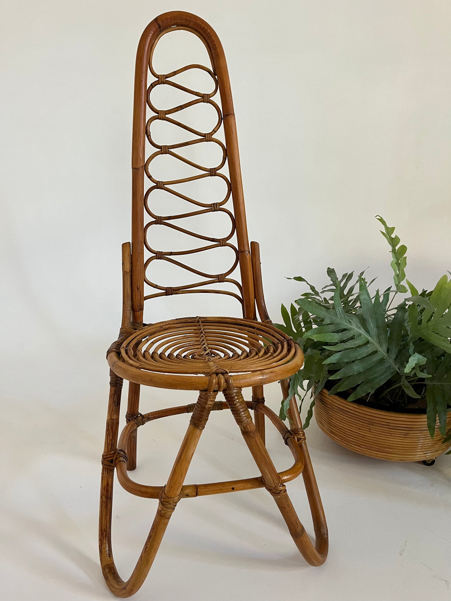 - Vintage Italian Bamboo High Back Chair