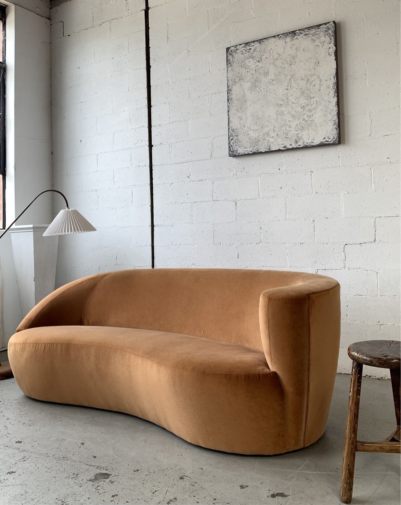 Bespoke Curved Sofa in Ginger Velvet