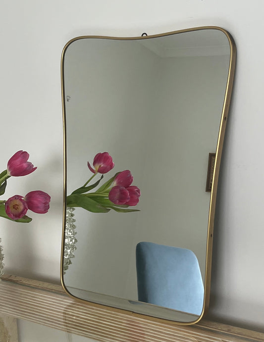- 1950s Italian Brass Mirror - Wavy