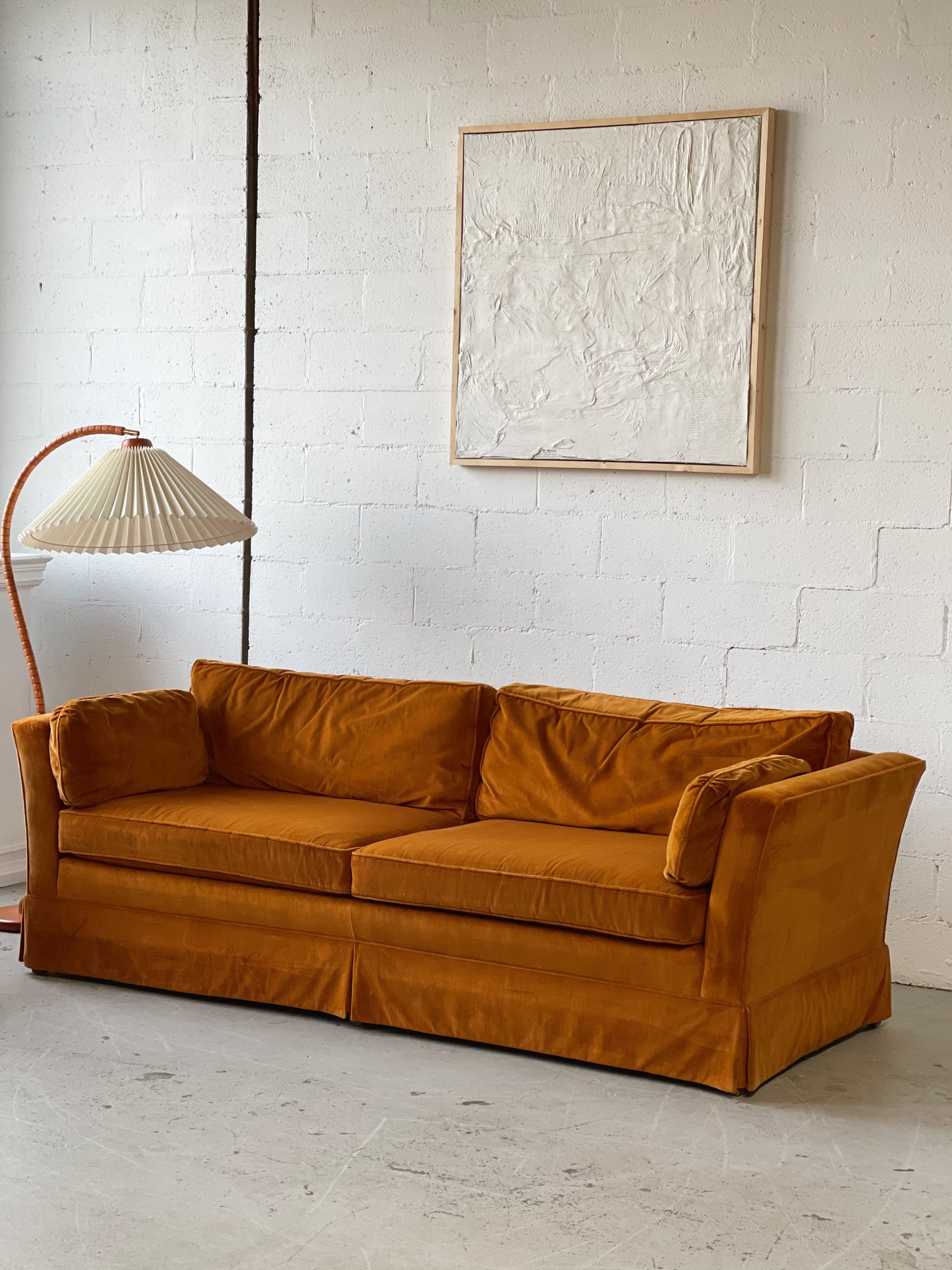 Large Burnt Orange Velvet Lounge