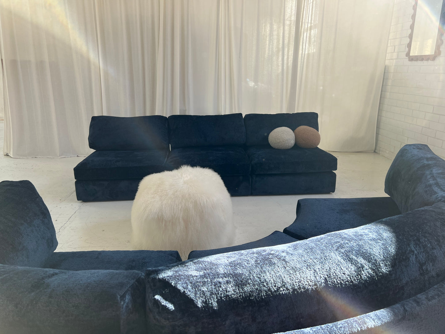 - Bespoke Curved Midnight Chenille Modular Sofa