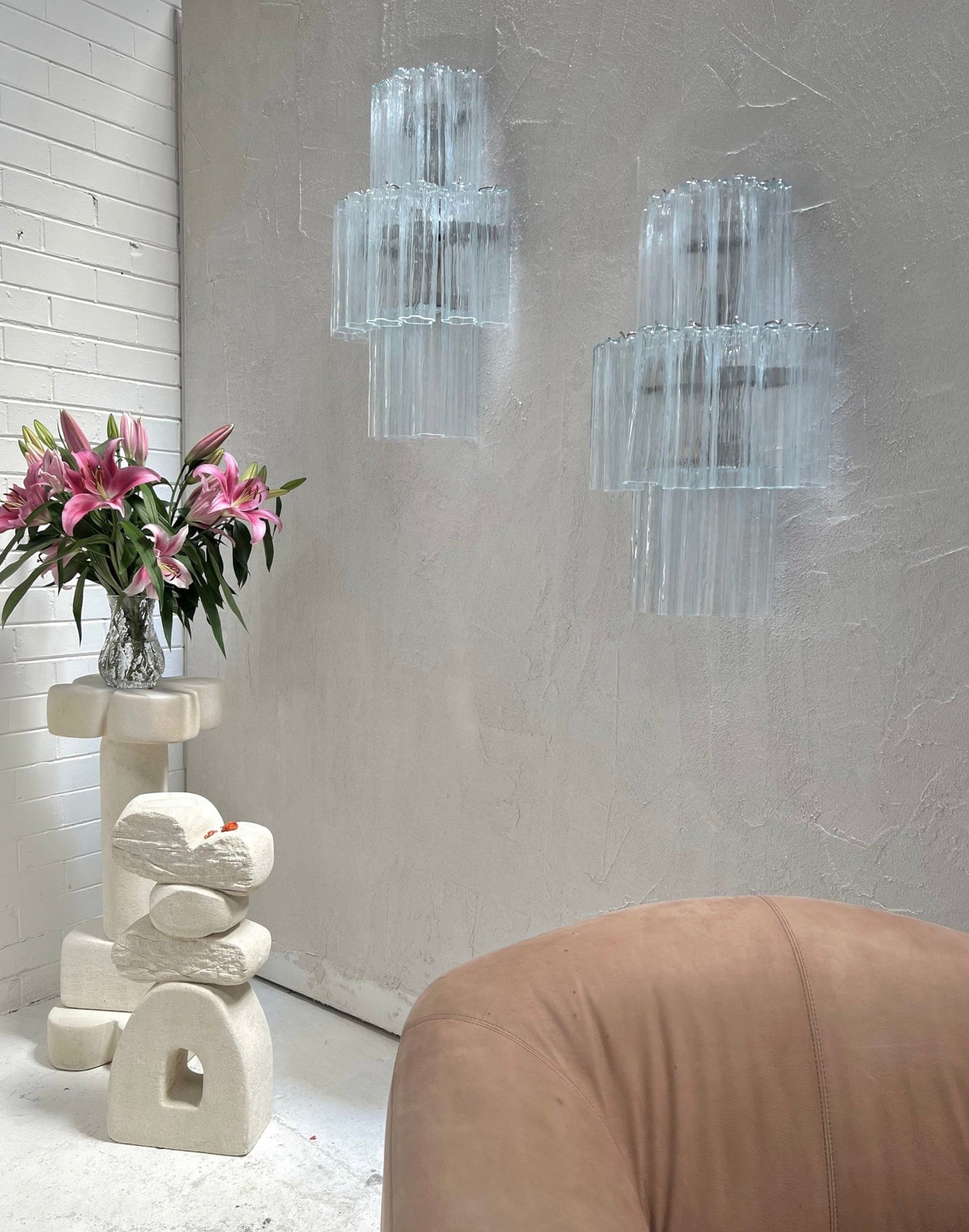 Murano Sconce - Venini TRONCHI CLEAR - One Available