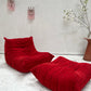Vintage Ligne Roset Togo Fireside & Ottoman Set - Red Suede