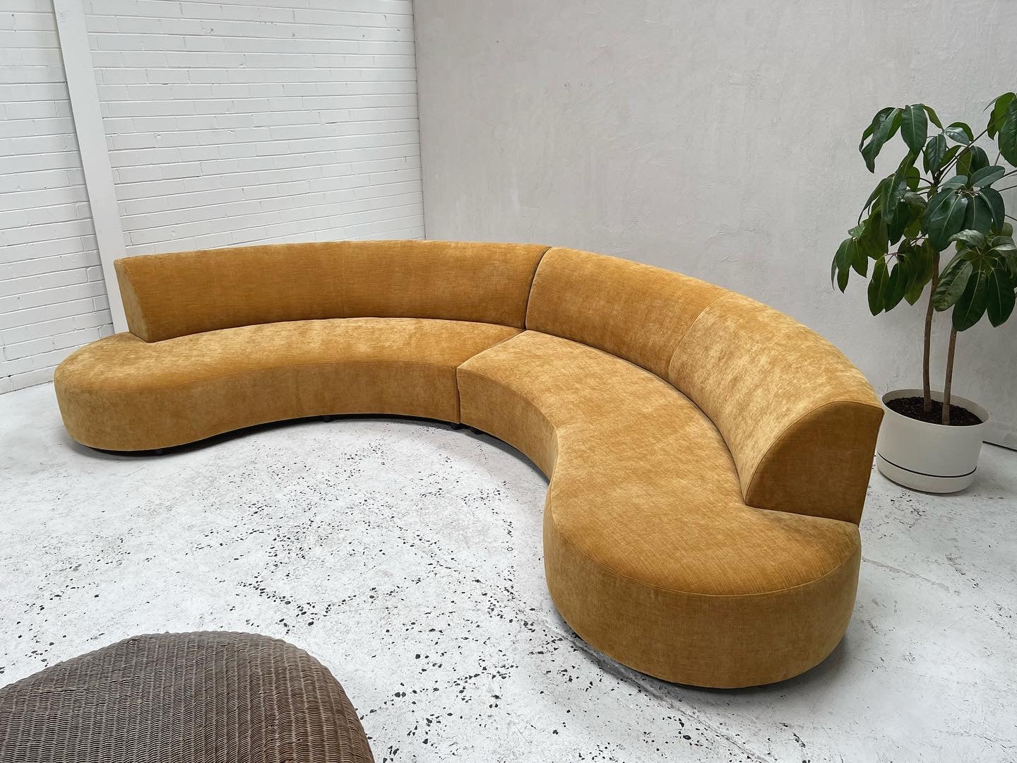 = Bespoke Mustard Curved Sofa Set