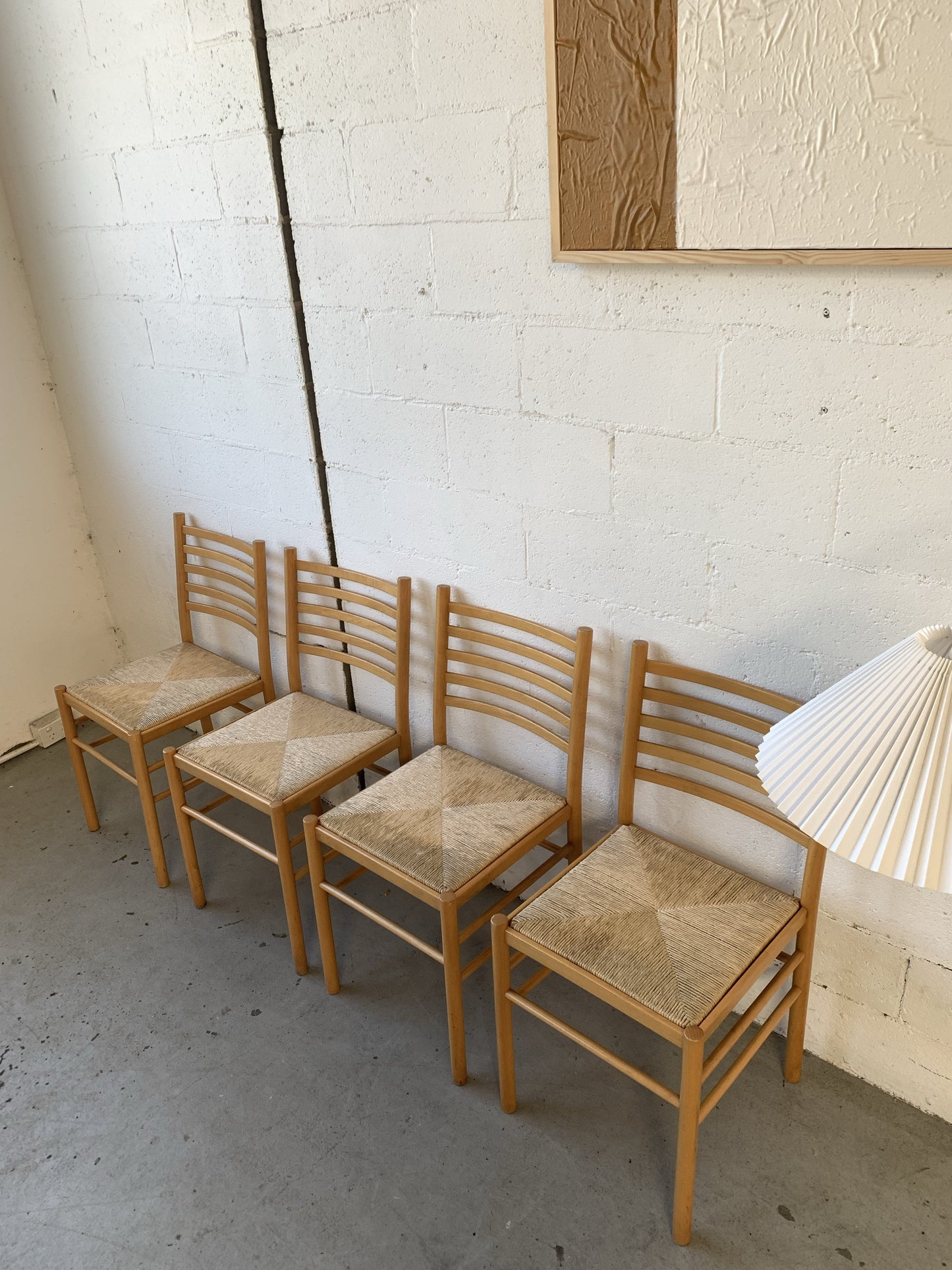 Set of Four Rush Dining Chairs