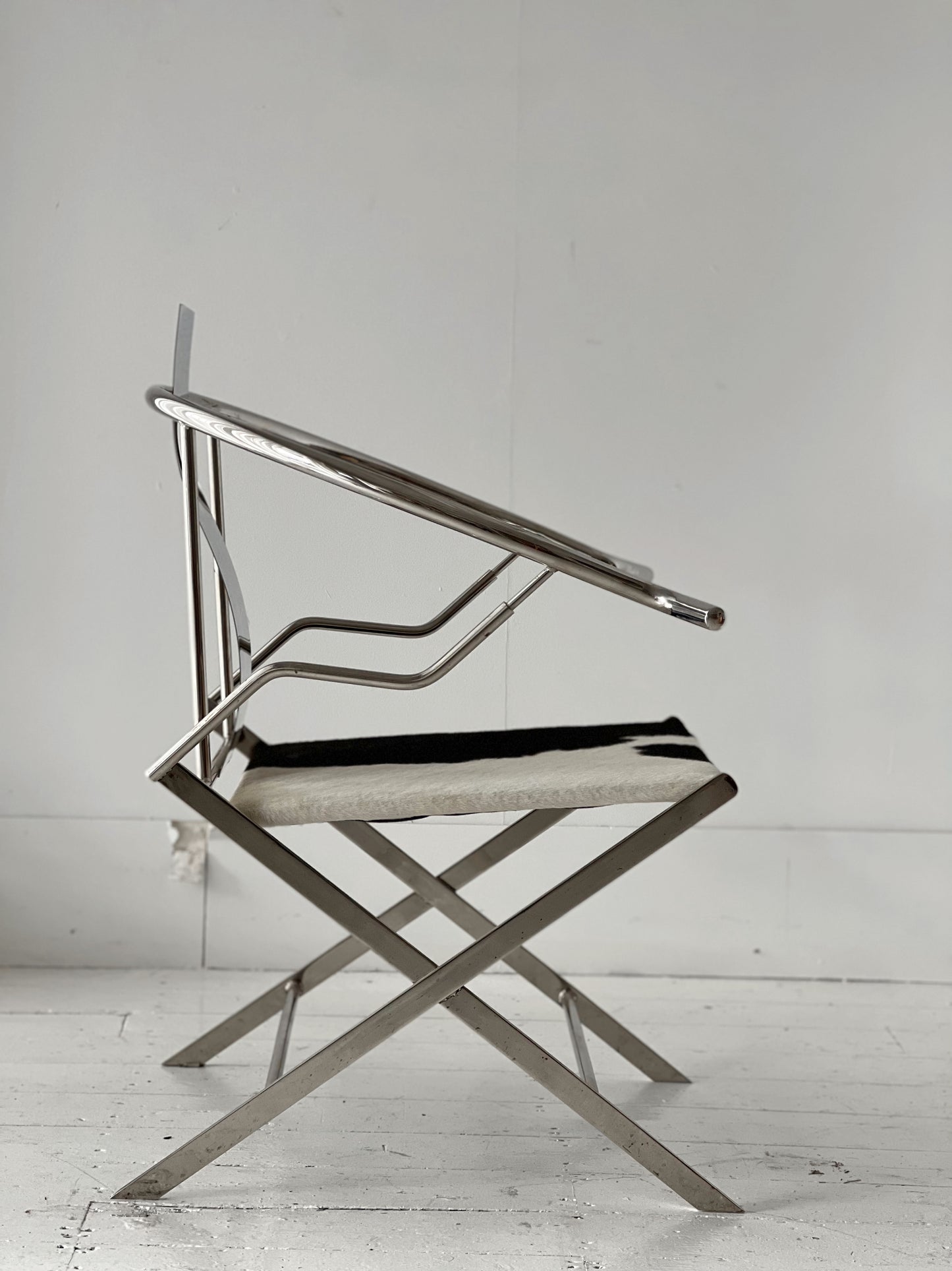 Chrome & Cow-Hide Lounge Chair