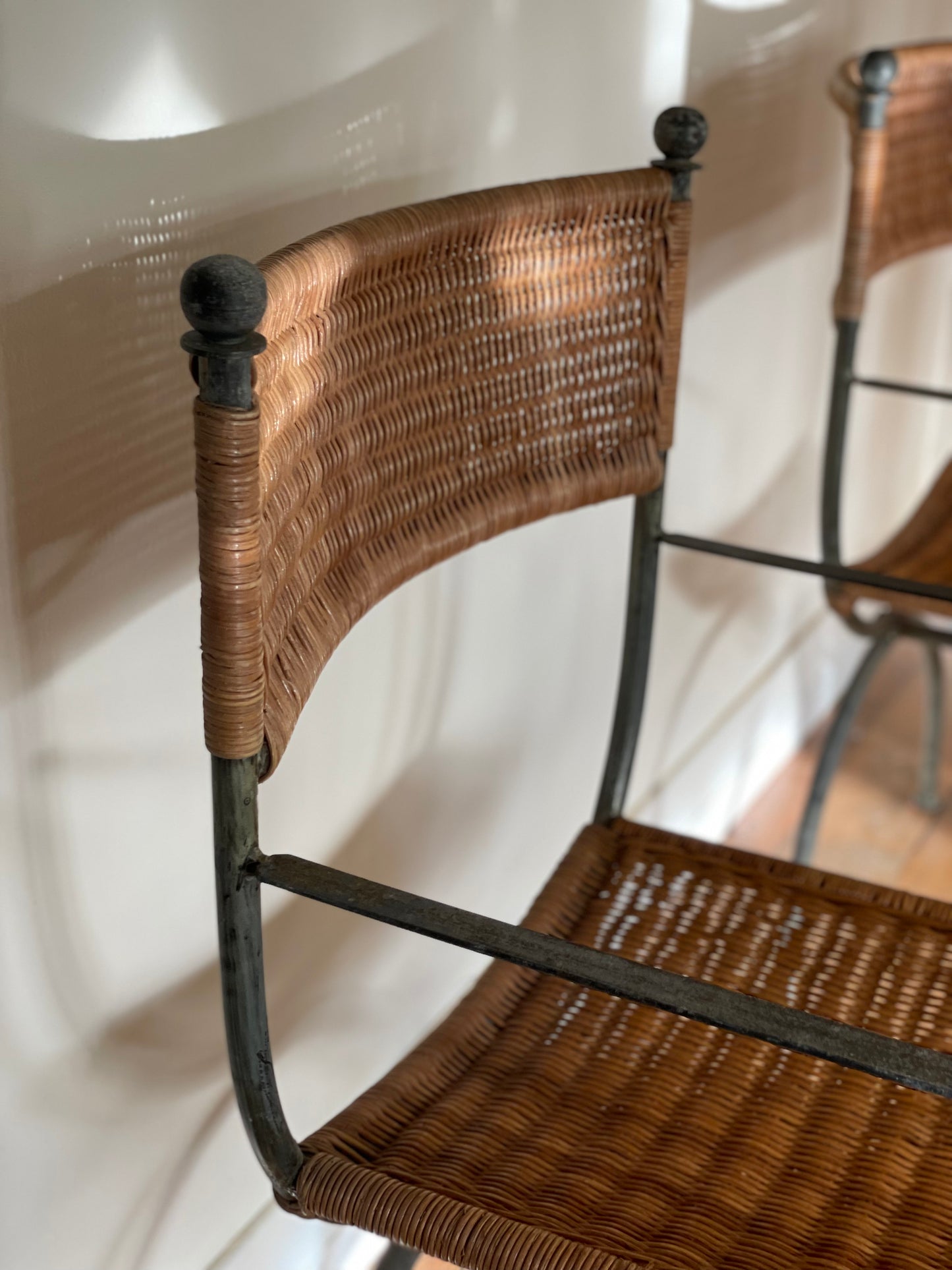 Vintage Iron And Cane Dining Chairs - Six Available