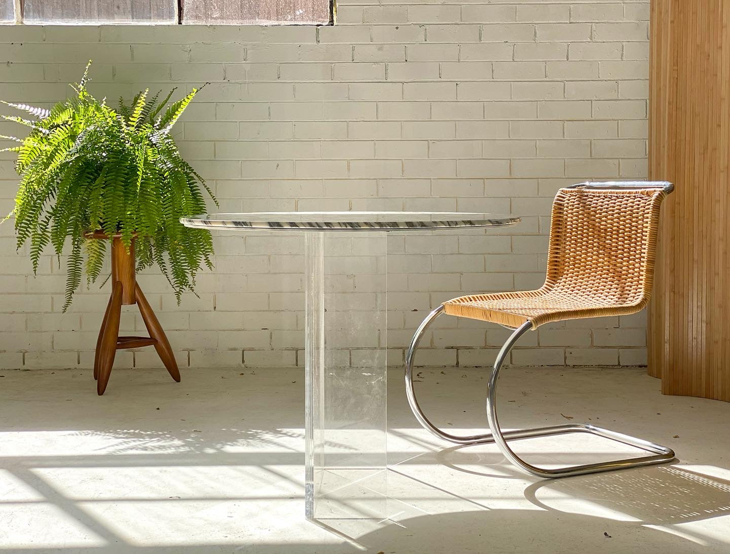 Custom Calcutta Marble & Lucite Table