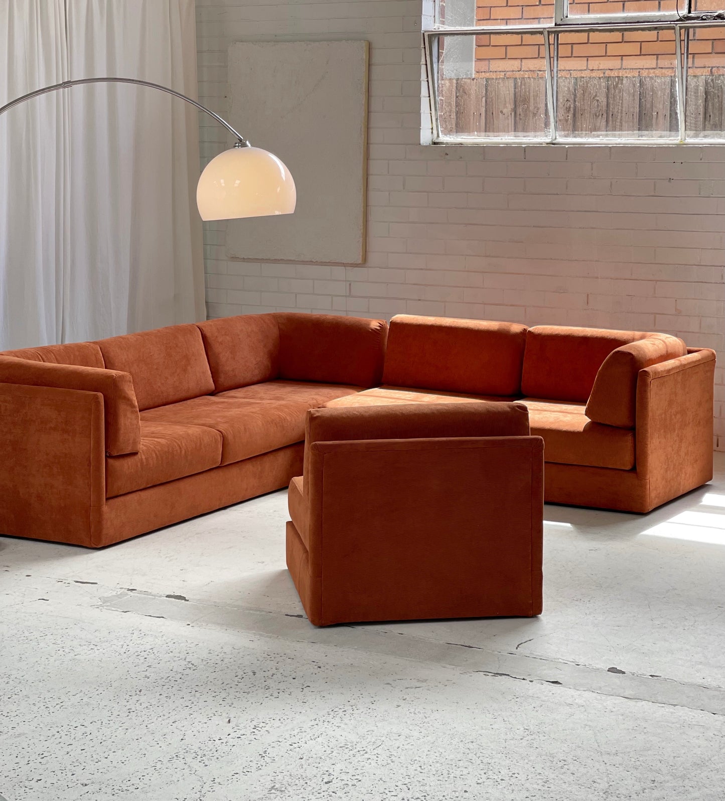 Rust Corduroy Vintage Modular Sofa