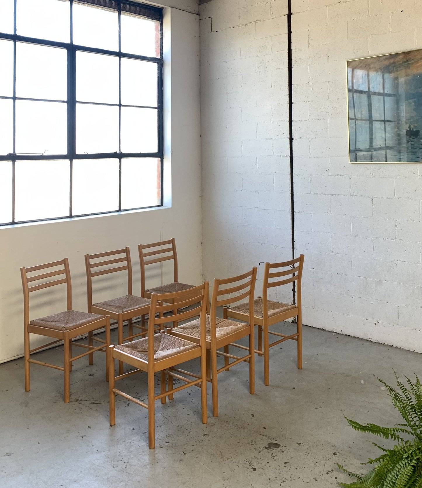 Set of Six Rush Dining Chairs