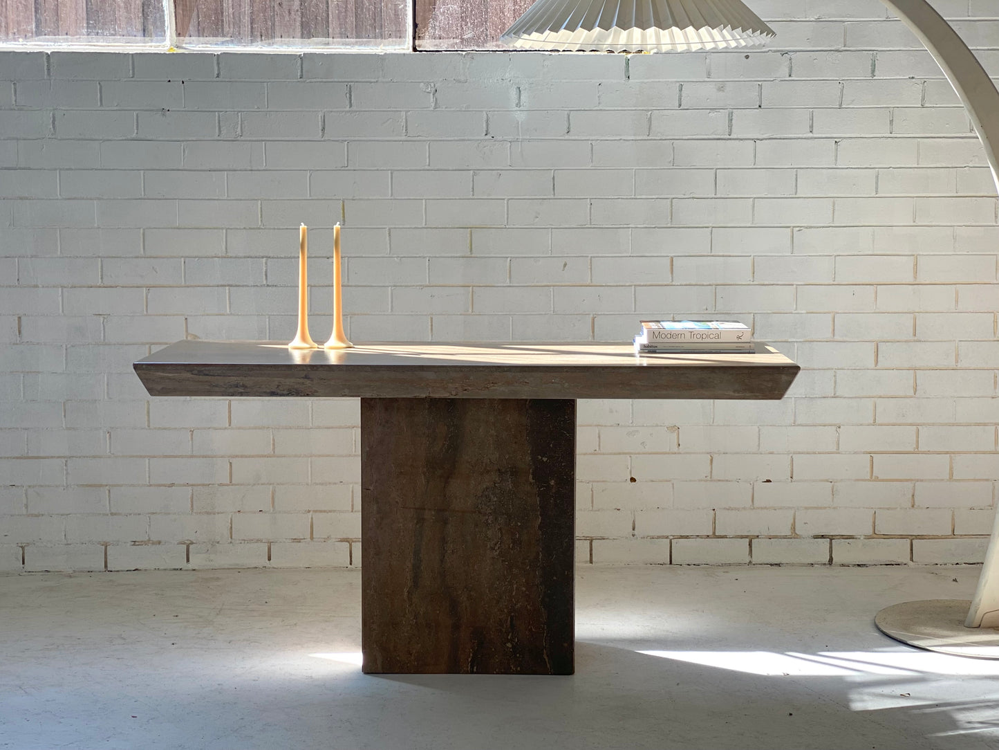 Brutalist Travertine Hall table