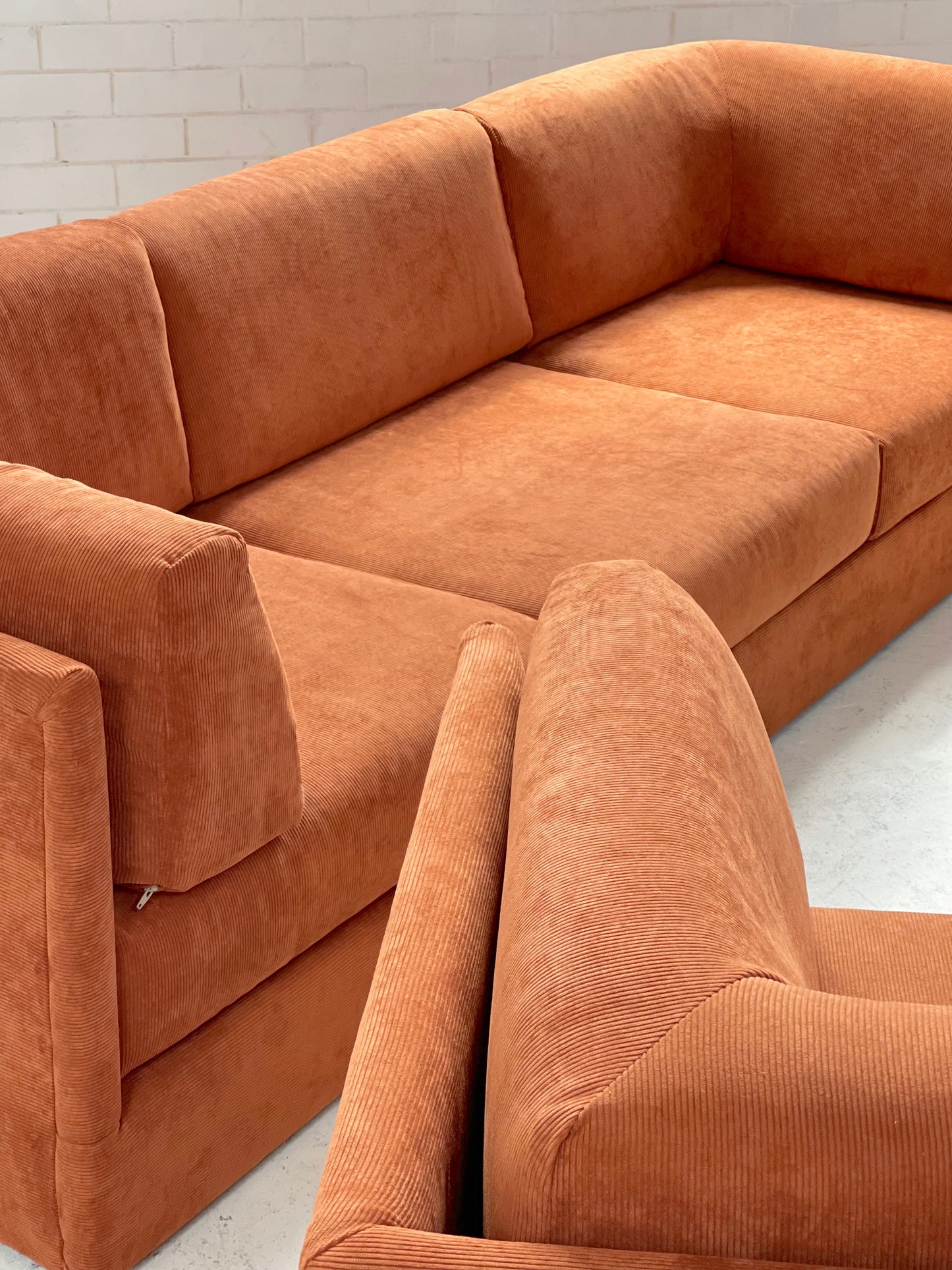 Rust Corduroy Vintage Modular Sofa