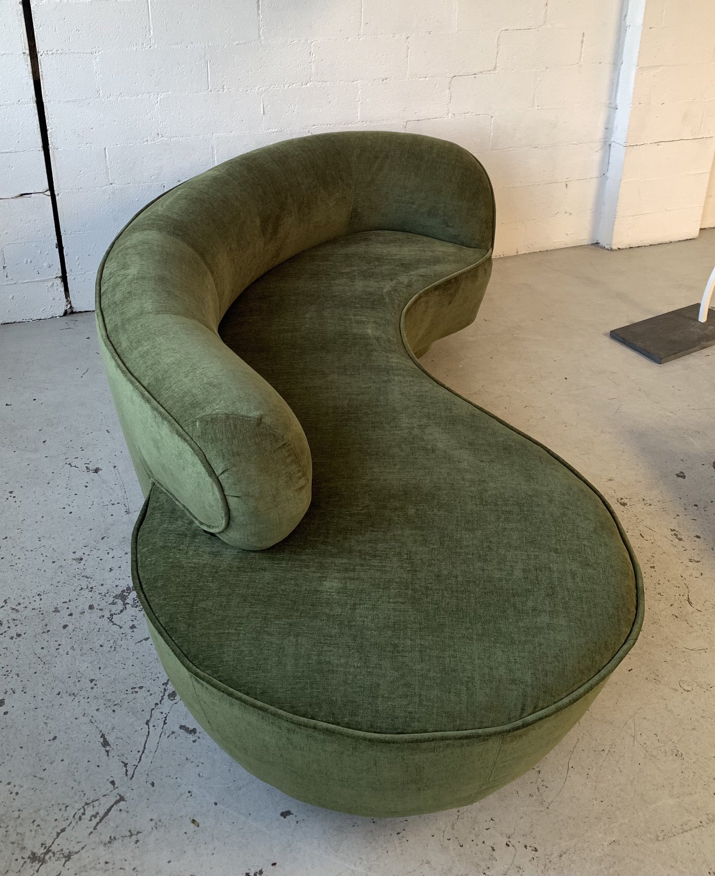 Curved Velvet Sofa in Deep Botanical Green