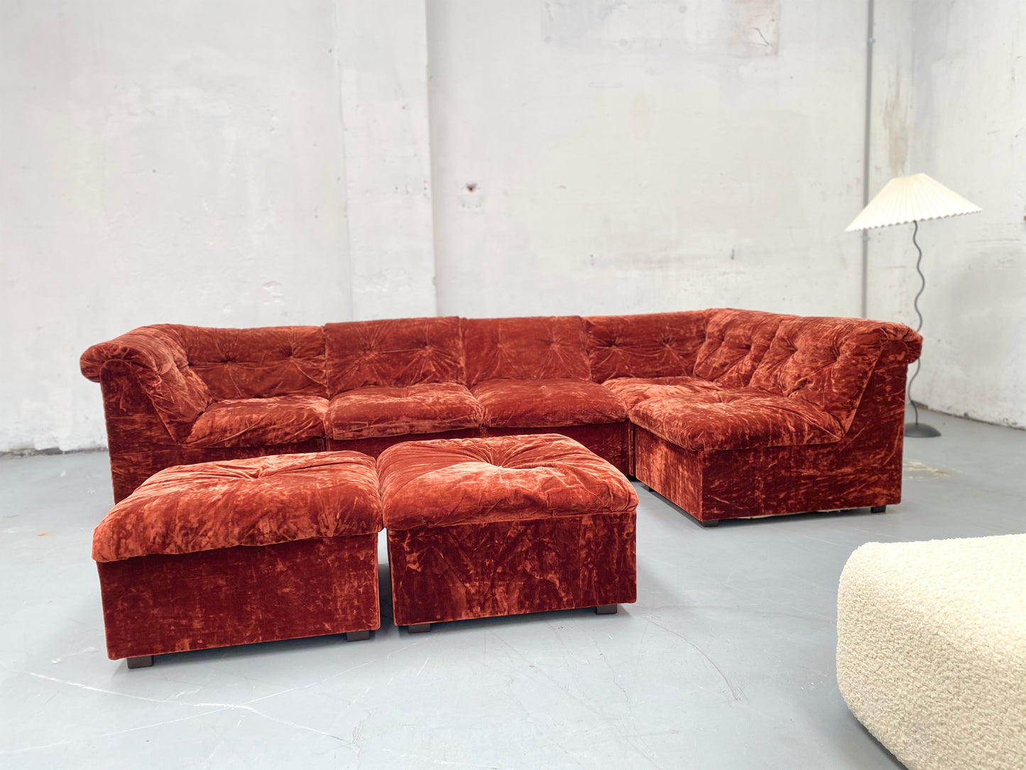 Vintage Velvet Modular Sofa - Seven Piece Set