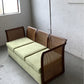 Refurbished Velvet & Rattan Sofa, Circa 1960-70