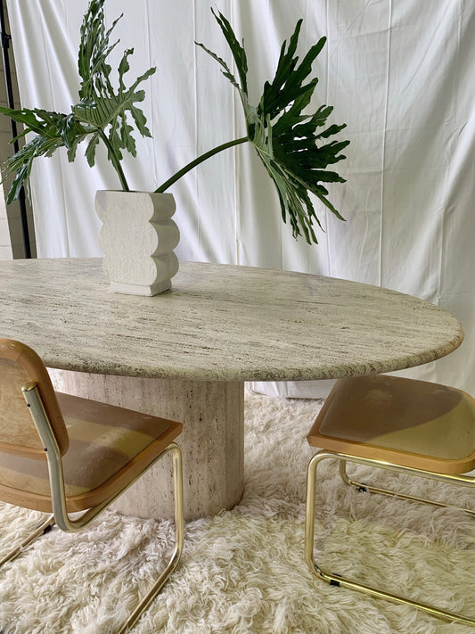 Incredible Travertine Oval Dining Table