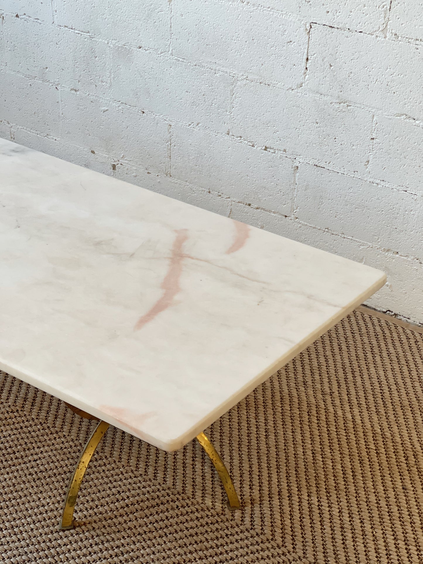 Marble Coffee Table with Brass Base
