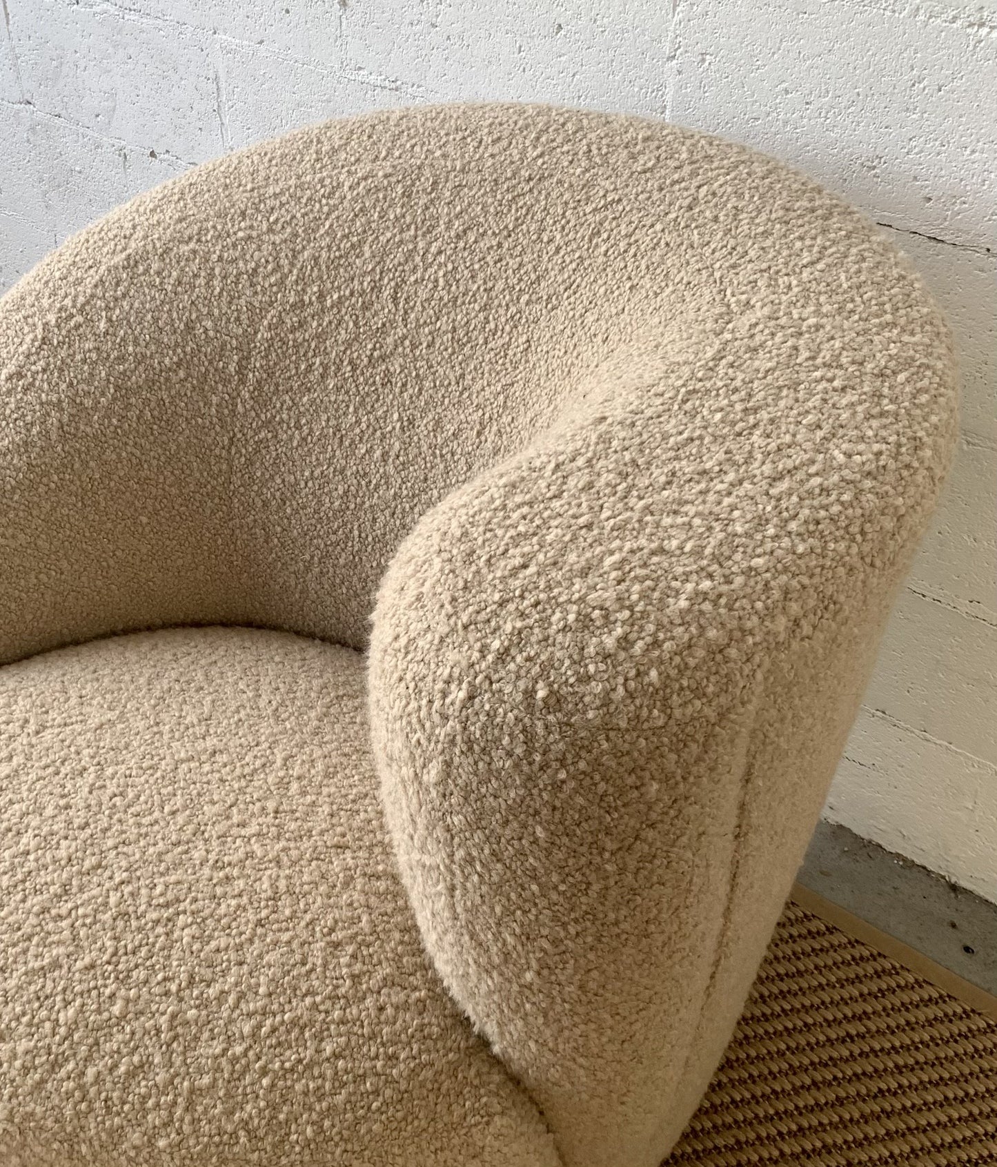 Sculptural Wool Boucle Swivel Chair by Design Warehouse