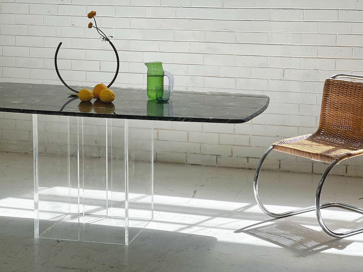 Vintage Green Palladiana Marble & Lucite Table