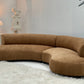 Curved Dark Caramel Chambray Velvet Sofa