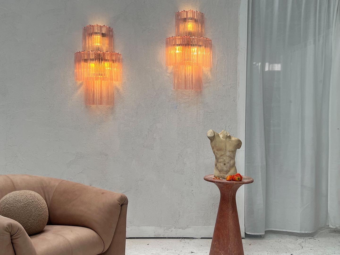 Murano Sconce - Venini TRONCHI PINK - One Available