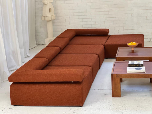 Large Bespoke Rust Boucle Modular Sofa