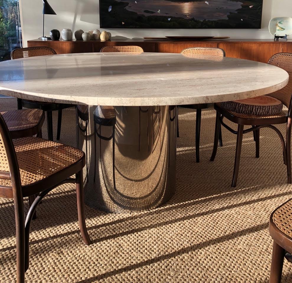 Stunning Large Round Travertine Dining Table