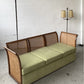 Refurbished Velvet & Rattan Sofa, Circa 1960-70