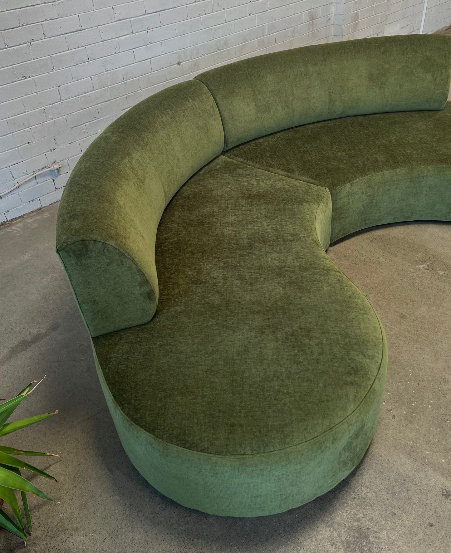 Bespoke Curved Sofa in Deep Botanical Green