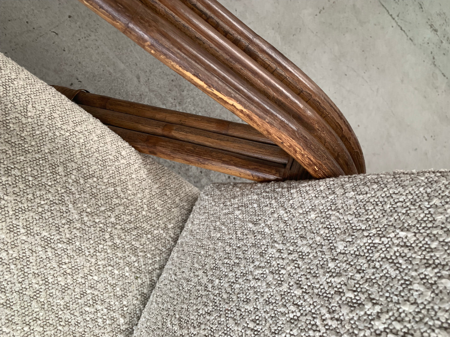 Classic Cane Pretzel Chair in Boucle - Two Available