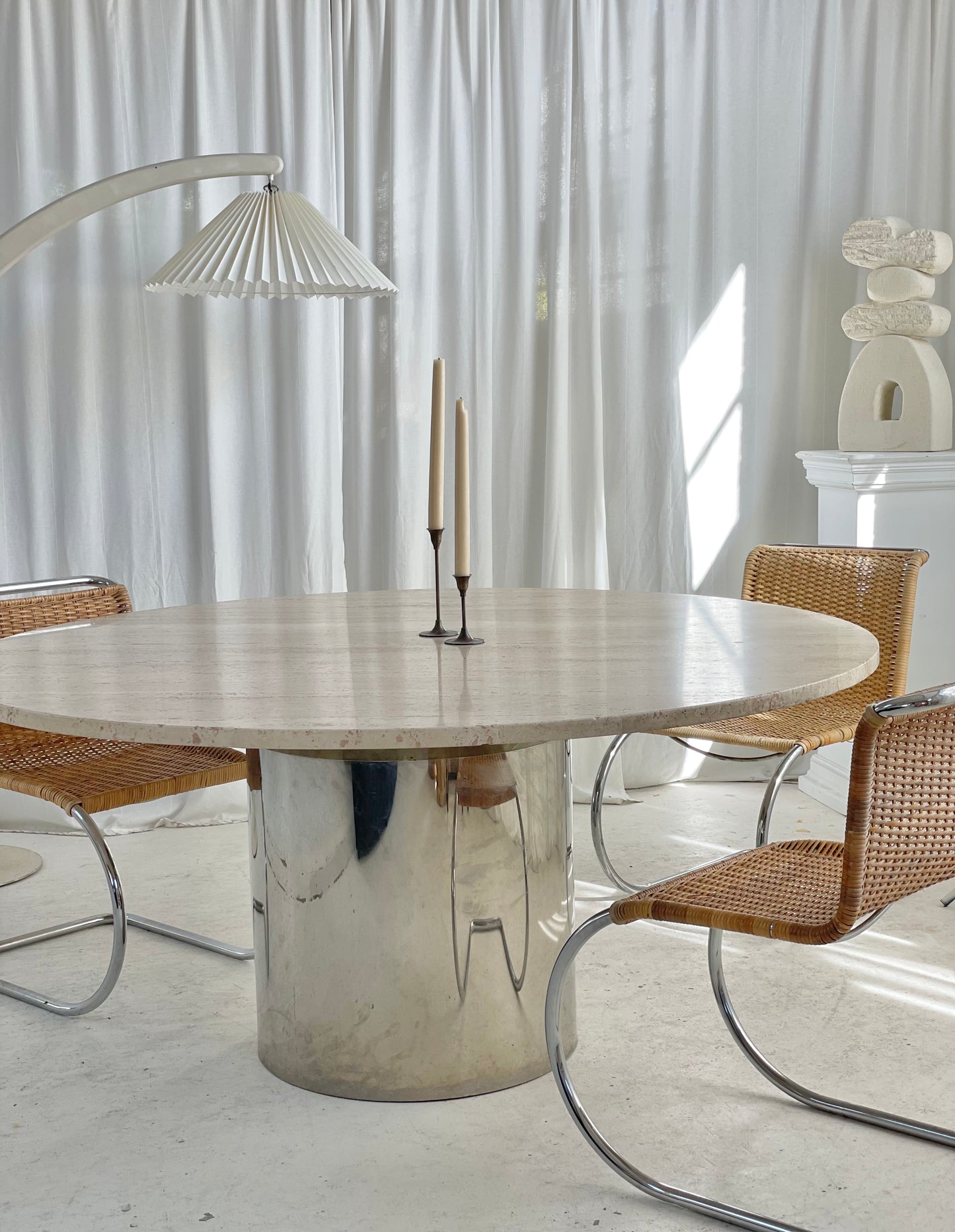 Stunning Large Round Travertine Dining Table