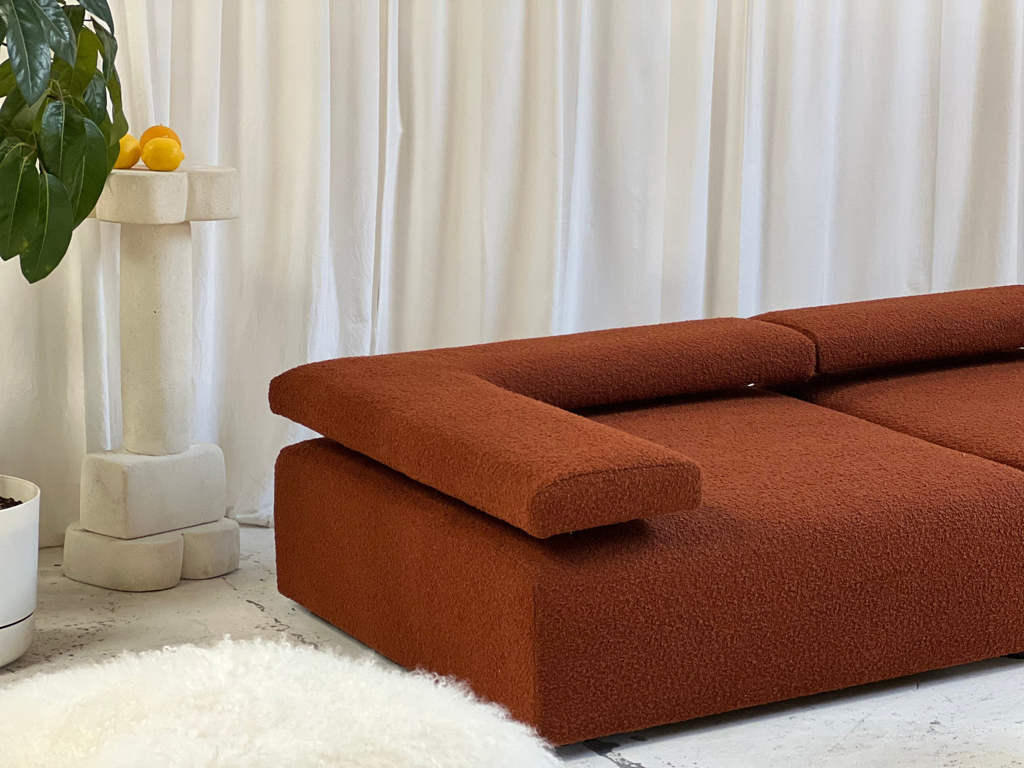 Large Bespoke Rust Boucle Modular Sofa