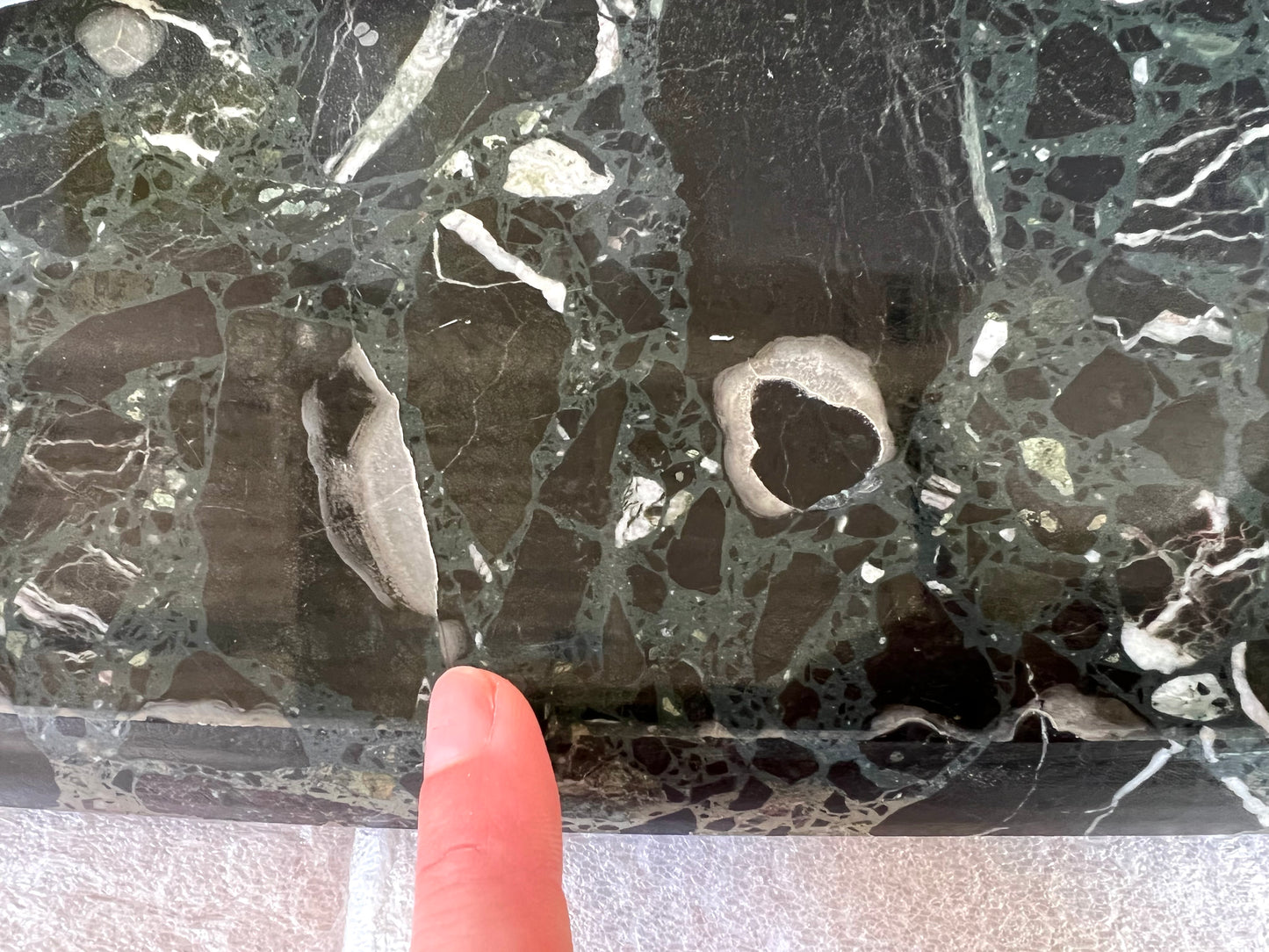 Vintage Green Palladiana Marble & Lucite Table