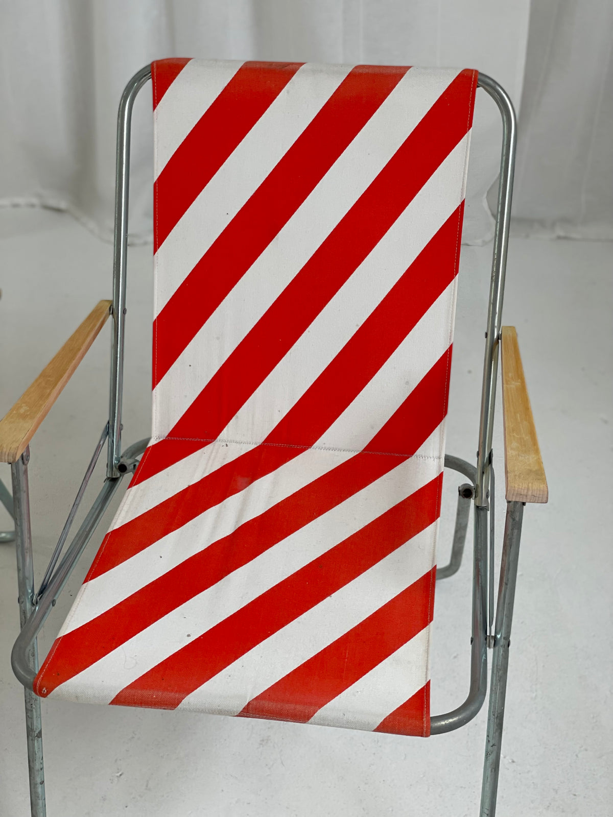 Striped Outdoor Folding Chairs- Set of Seven