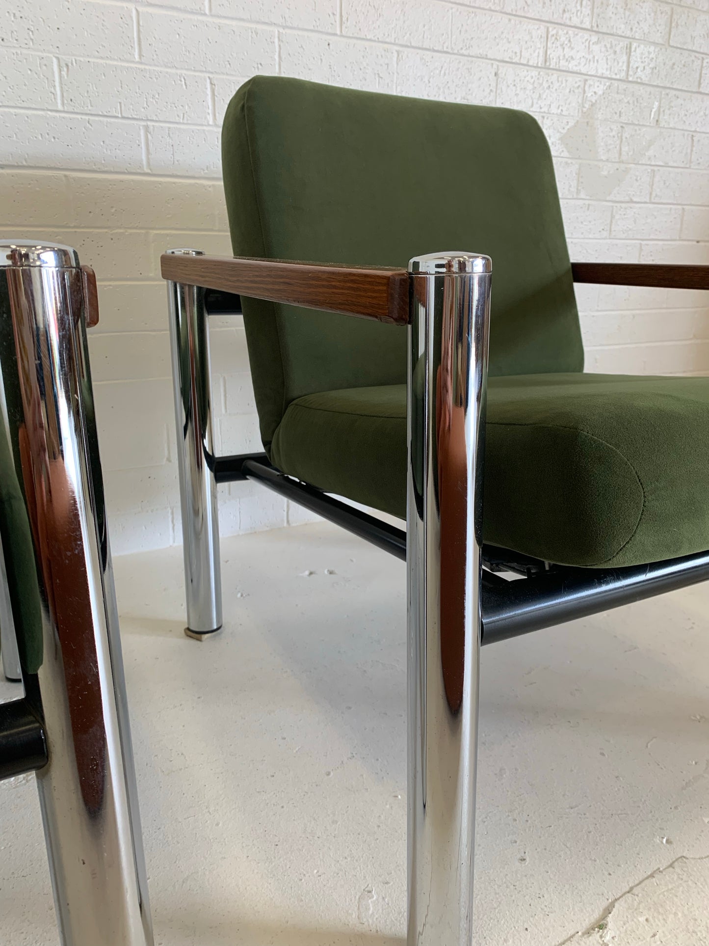 Vintage Teak and Chrome Sebel Armchairs
